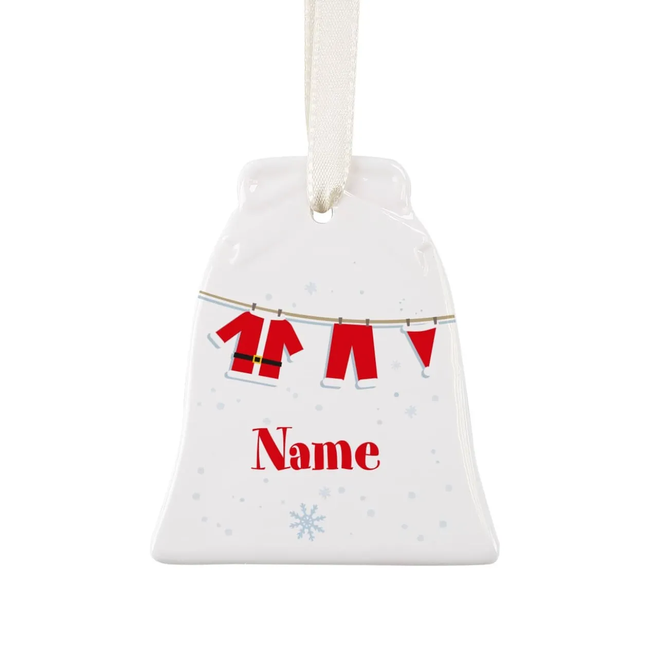 Weihnachtsglocke aus Keramik mit Weihnachtswäsche