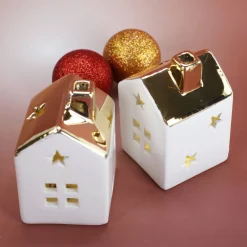 Weihnachtshaus mit LED 2er Set