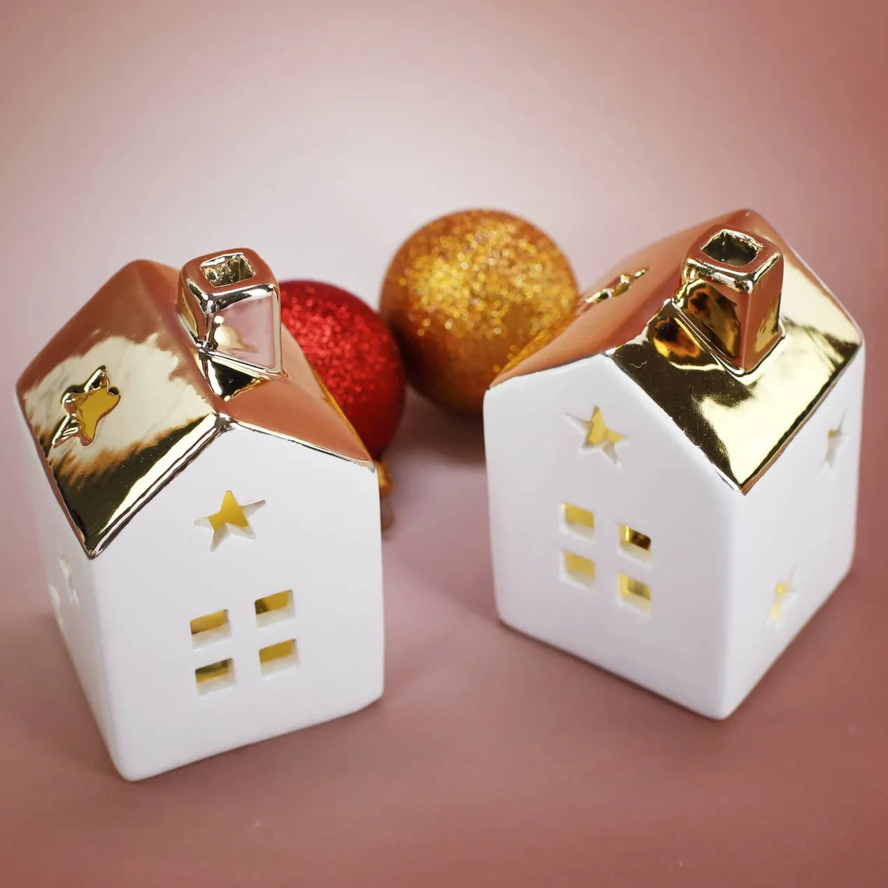 Weihnachtshaus mit LED 2er Set