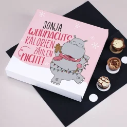 Weihnachtskalorien zählen nicht! - Lindt Pralinen mit Namensaufdruck und Nilpferd