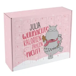 Weihnachtskalorien zählen nicht! - Adventskalender mit Ihrem Wunschnamen und Nilpferd