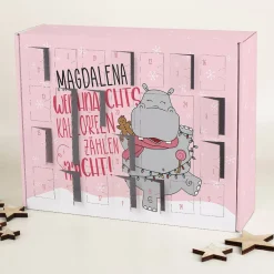 Weihnachtskalorien zählen nicht! - Adventskalender mit Ihrem Wunschnamen und Nilpferd