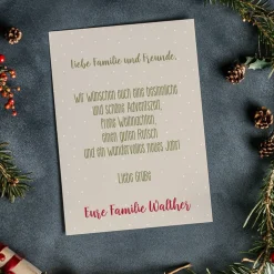 Weihnachtskarte mit bunten Zweigen, Ihrem Text und Foto