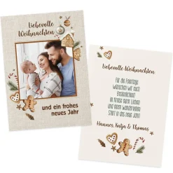 Weihnachtskarte mit Lebkuchen-Motiv, Foto und Ihrem Text