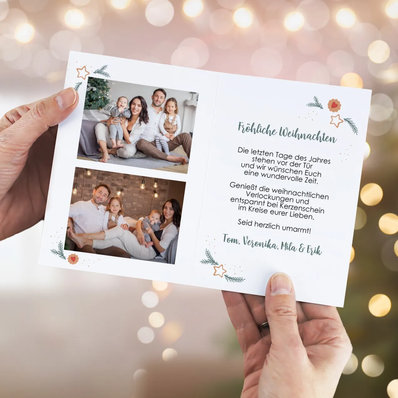 Weihnachtskarte personalisiert mit Fotos & Wunschtext | Weihnachtsmann auf Waage Motiv