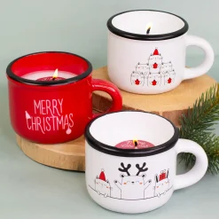 Weihnachtskerze in Dolomitetasse mit Motivauswahl