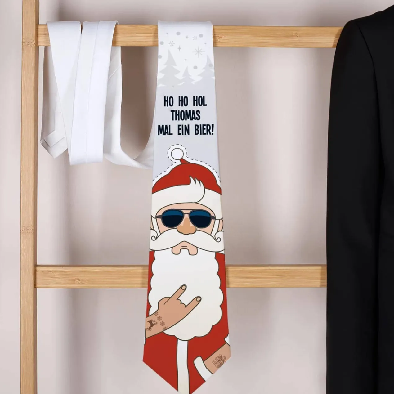 Weihnachts-Krawatte - Crazy Christmas - mit Ihrem Text, 3 Motive zur Auswahl