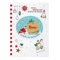 Weihnachts-Malbuch mit Name - 24 Seiten Malen, Basteln, Rätseln DIN A4