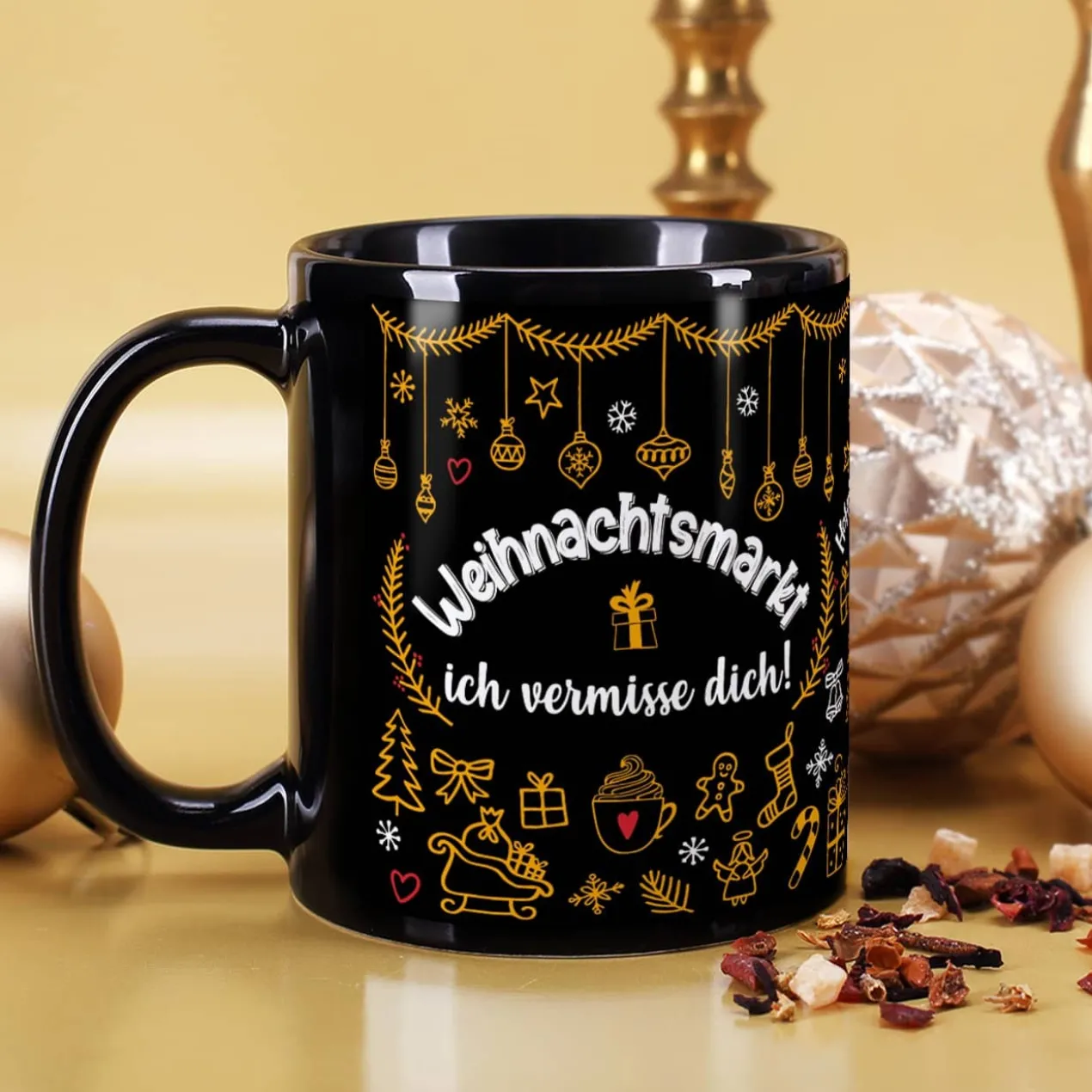 Weihnachtsmarkt-Tasse mit Ihrem Wunschtext
