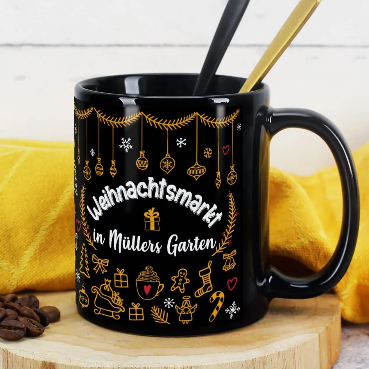 Weihnachtsmarkt-Tasse mit Ihrem Wunschtext