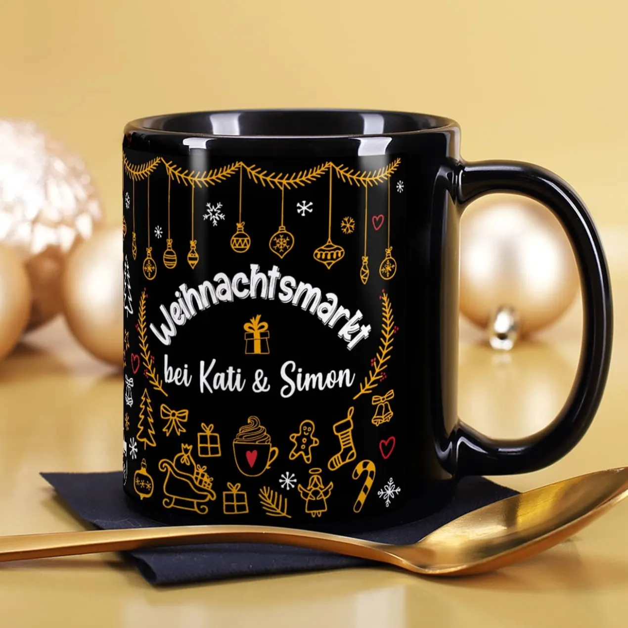 Weihnachtsmarkt-Tasse mit Ihrem Wunschtext