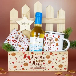 Weihnachtsmarkt-to-Go personalisiert mit Name & Wunschtext im Geschenkkorb | Geschenkset zu Weihnachten
