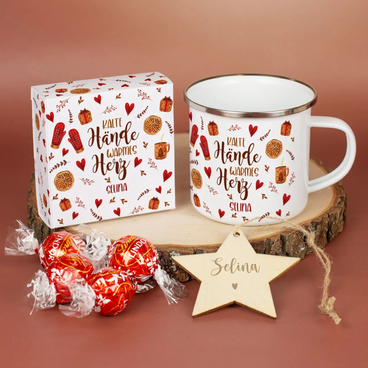 Weihnachtsmarkt-to-Go personalisiert mit Name & Wunschtext im Geschenkkorb | Geschenkset zu Weihnachten