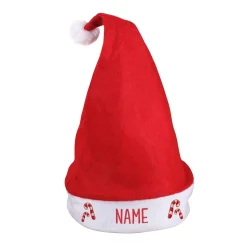 Weihnachtsmütze mit Zuckerstangen und Ihrem Namen bedruckt