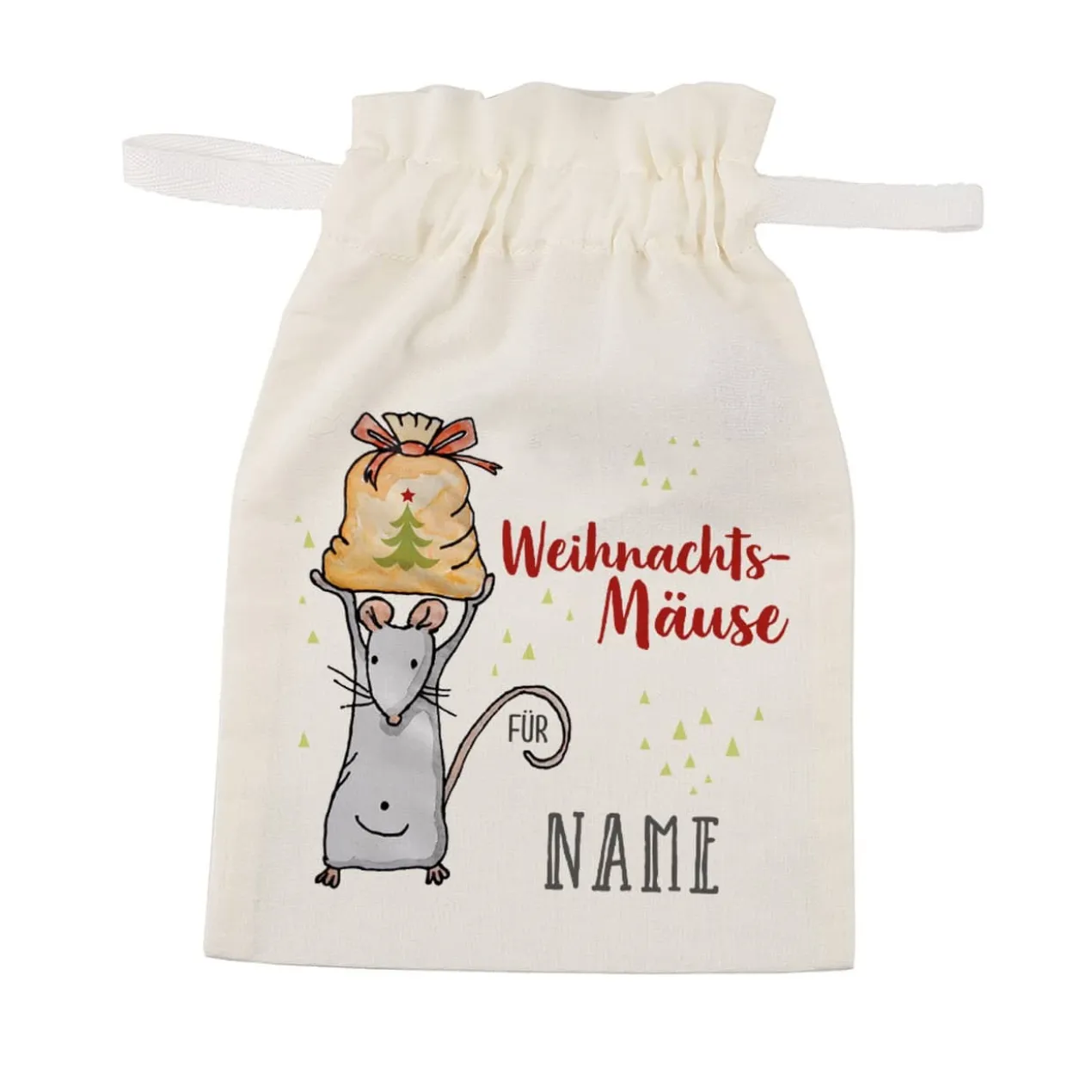 Weihnachtsmäuse - Säckchen für Geldgeschenke mit Name