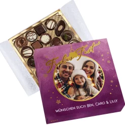 Weihnachts-Pralinés von Lindt mit Goldprägung, Ihrem Foto & Text - 5 Varianten