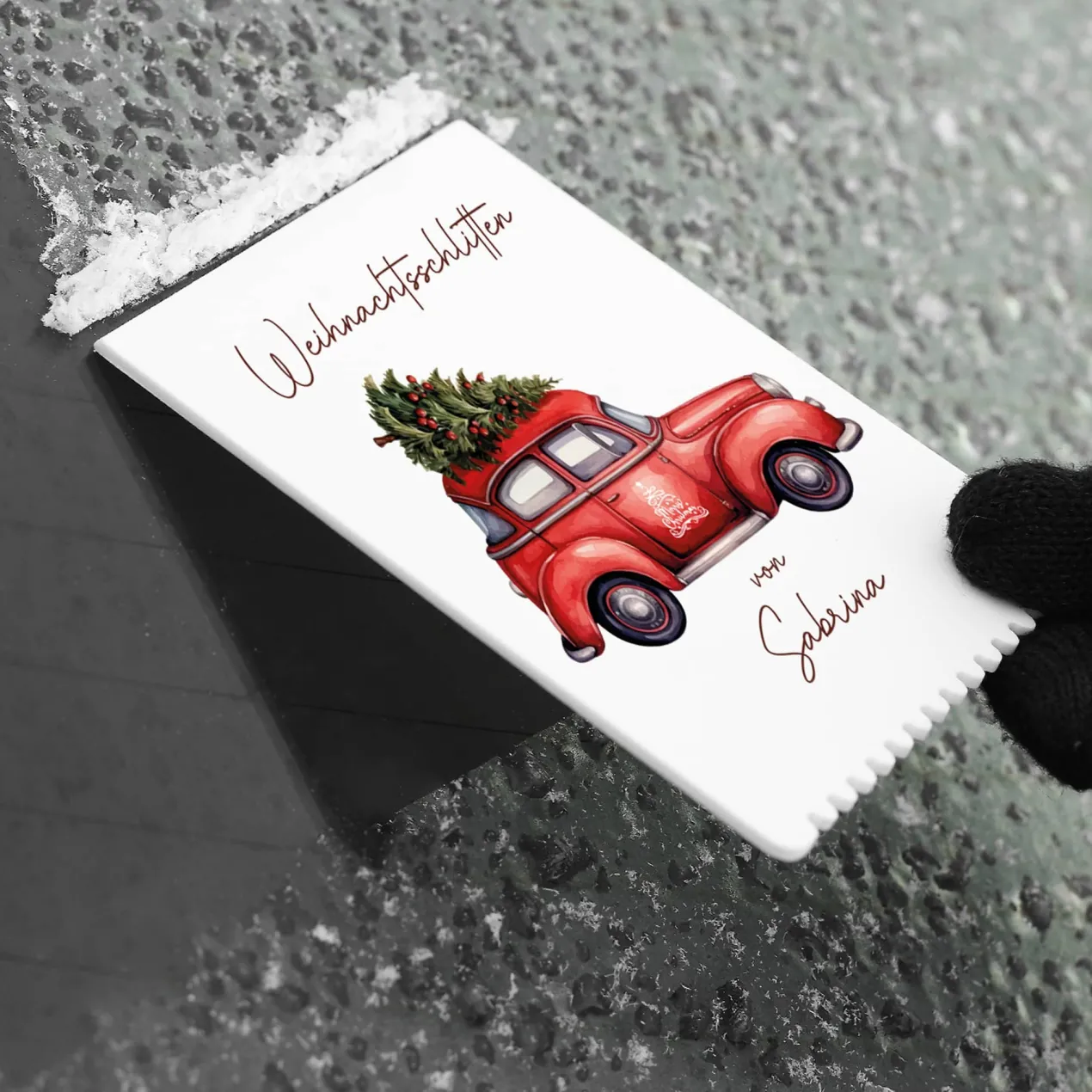Weihnachtsschlitten - Eiskratzer mit Personalisierung