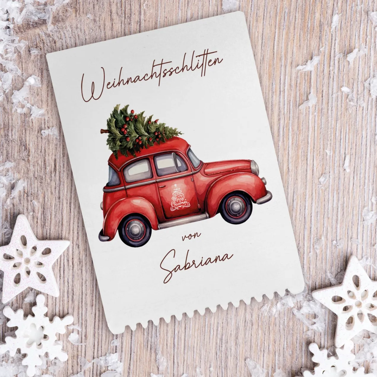 Weihnachtsschlitten - Eiskratzer mit Personalisierung