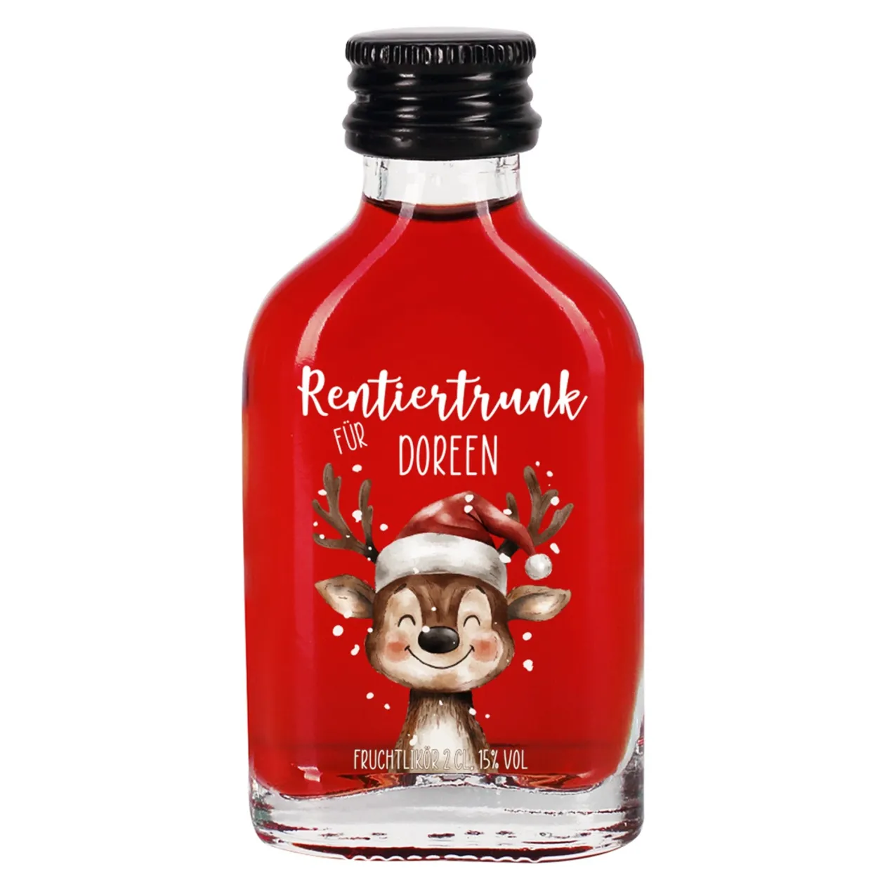 Weihnachtsschnaps 'Rentiertrunk' personalisiert mit Name | Fruchtlikör & Kräuterlikör zu Weihnachten