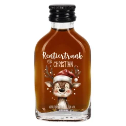 Weihnachtsschnaps 'Rentiertrunk' personalisiert mit Name | Fruchtlikör & Kräuterlikör zu Weihnachten