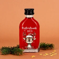 Weihnachtsschnaps 'Rentiertrunk' personalisiert mit Name | Fruchtlikör & Kräuterlikör zu Weihnachten