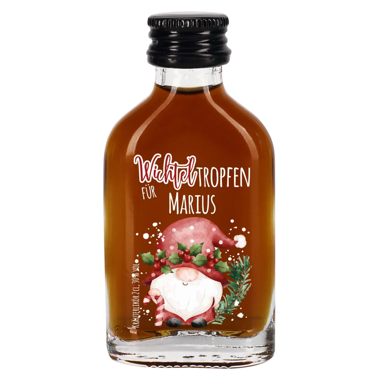 Weihnachtsschnaps 'Wichteltropfen' personalisiert mit Name | Frucht oder Kräuter | Wichtelgeschenk