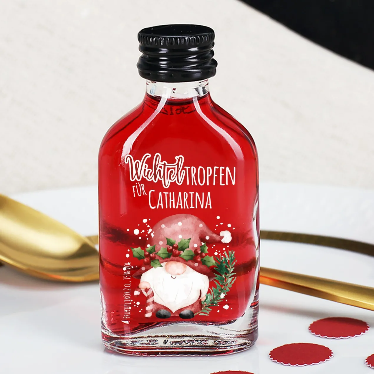 Weihnachtsschnaps 'Wichteltropfen' personalisiert mit Name | Frucht oder Kräuter | Wichtelgeschenk