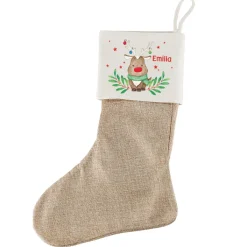 Weihnachtssocke mit Rentiermotiv und Namensaufdruck