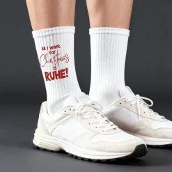 Weihnachtssocken 'All I want for Christmas is RUHE!' | Lustige Tennissocken als Weihnachtsgeschenk