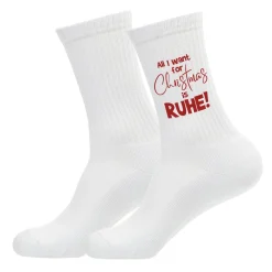 Weihnachtssocken 'All I want for Christmas is RUHE!' | Lustige Tennissocken als Weihnachtsgeschenk