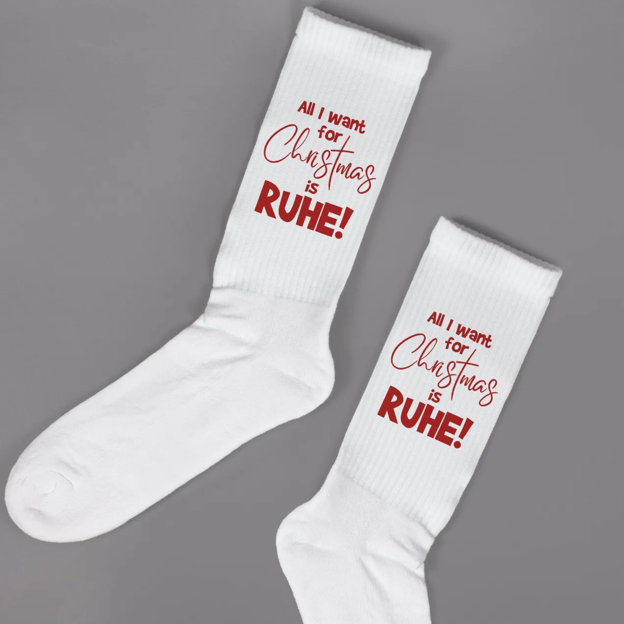 Weihnachtssocken 'All I want for Christmas is RUHE!' | Lustige Tennissocken als Weihnachtsgeschenk