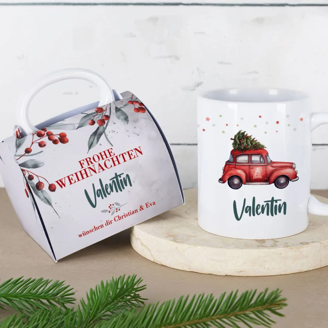 Weihnachts-Tasse in Tassentasche - 4 Motive auswählbar