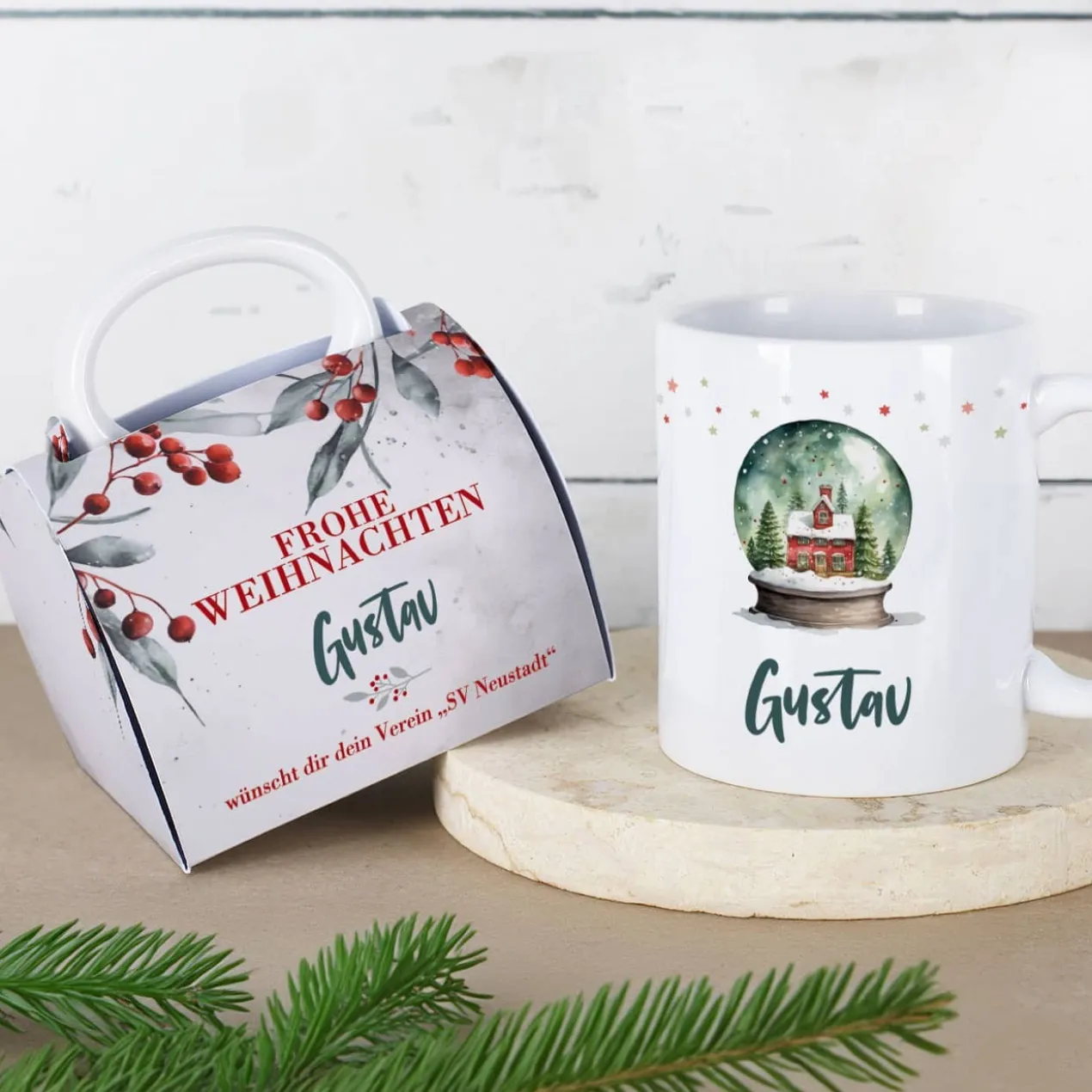 Weihnachts-Tasse in Tassentasche - 4 Motive auswählbar