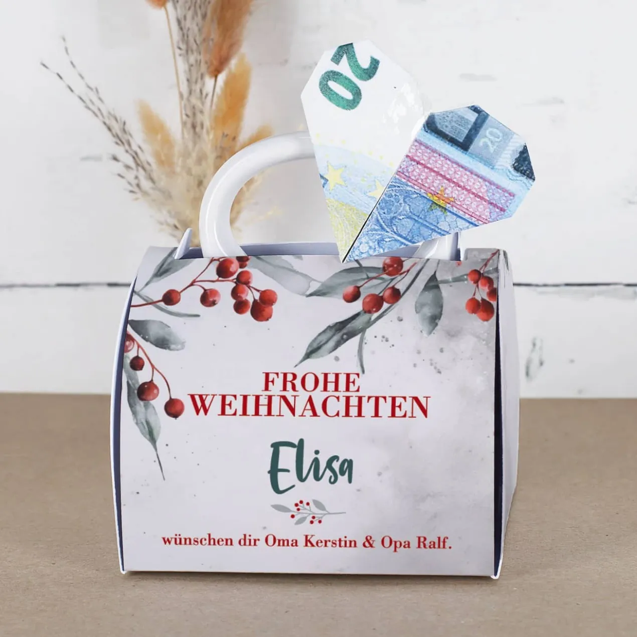 Weihnachts-Tasse in Tassentasche - 4 Motive auswählbar