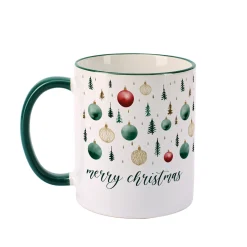 Weihnachtstasse 'Merry Christmas' mit Baumschmuck-Motiv | Festliche Keramiktasse zu Weihnachten