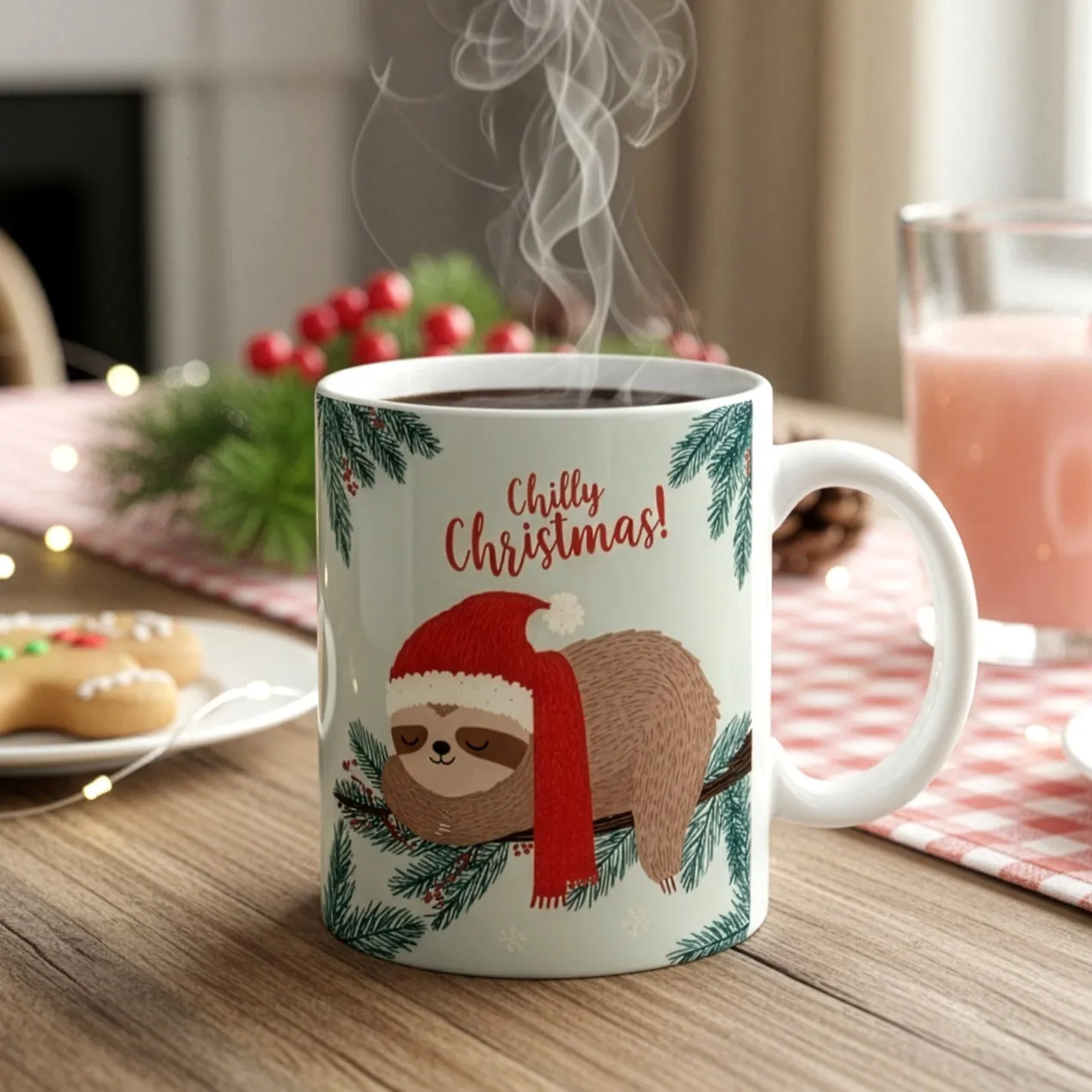 Weihnachtstasse mit Faultier & Spruch 'Chilly Christmas!' | Lustige Geschenkidee zu Weihnachten