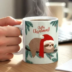 Weihnachtstasse mit Faultier & Spruch 'Chilly Christmas!' | Lustige Geschenkidee zu Weihnachten