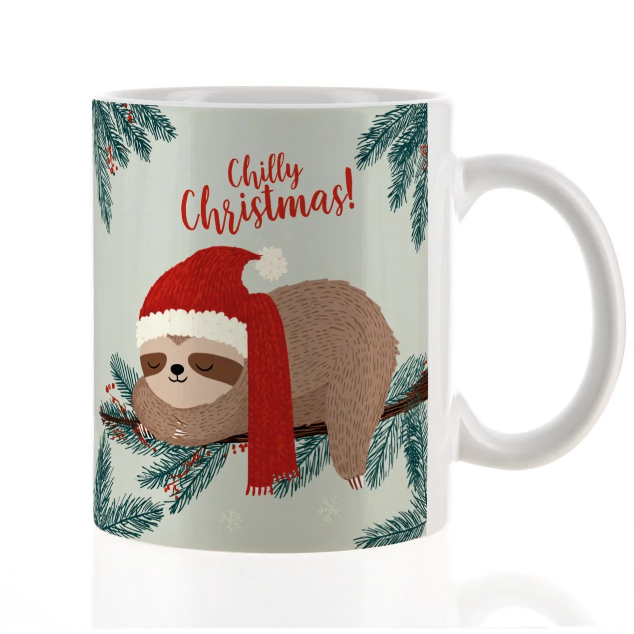 Weihnachtstasse mit Faultier & Spruch 'Chilly Christmas!' | Lustige Geschenkidee zu Weihnachten