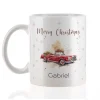 Weihnachts-Tasse mit Ihrem Text & Santa's Fuhrpark