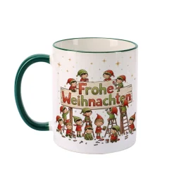 Weihnachtstasse mit Wichtel-Motiv 'Frohe Weihnachten' | Geschenk für Weihnachten & Nikolaus