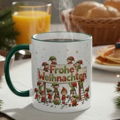 Weihnachtstasse mit Wichtel-Motiv 'Frohe Weihnachten' | Geschenk für Weihnachten & Nikolaus