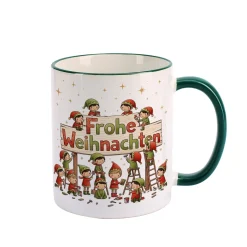 Weihnachtstasse mit Wichtel-Motiv 'Frohe Weihnachten' | Geschenk für Weihnachten & Nikolaus