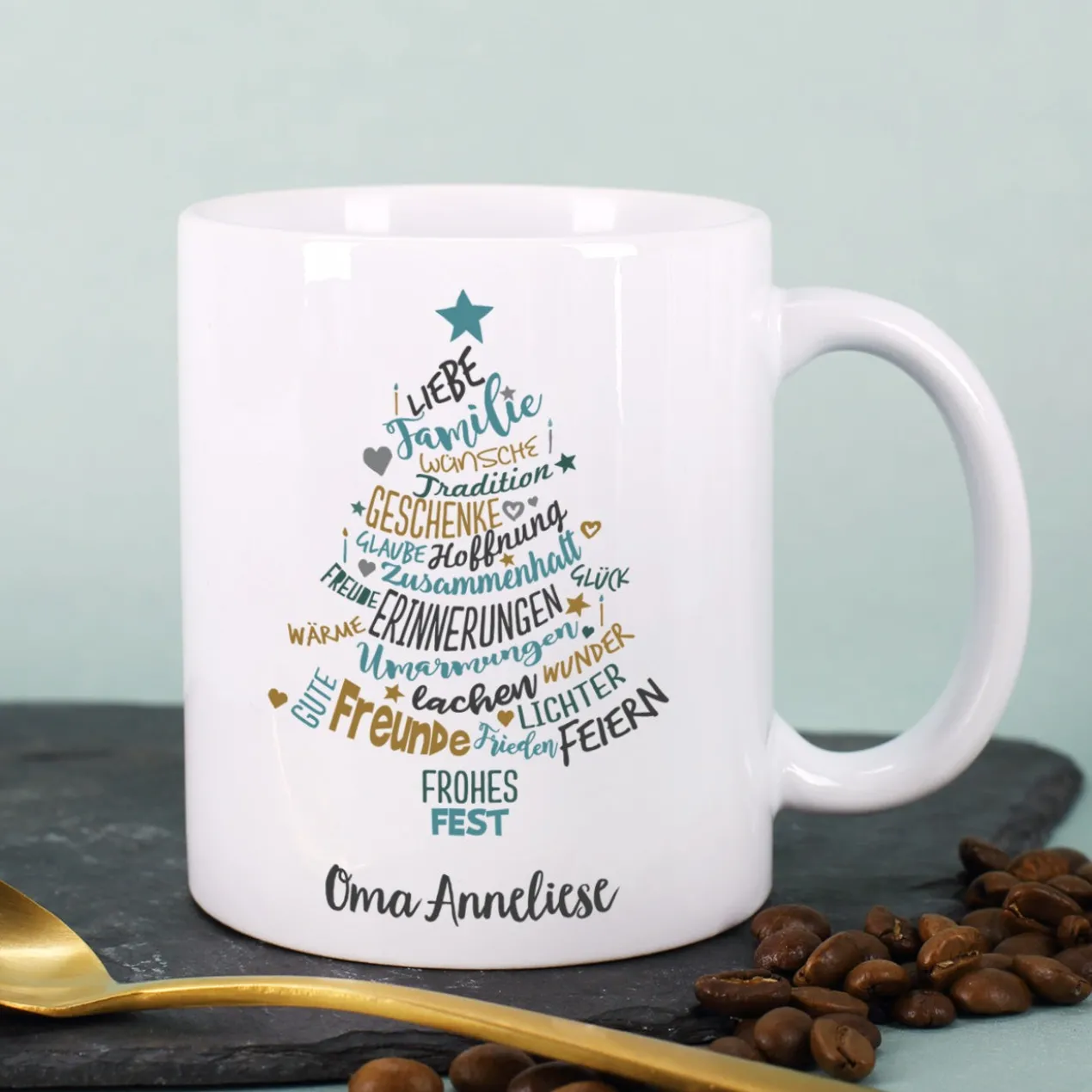 Weihnachtstasse mit Wunschtext