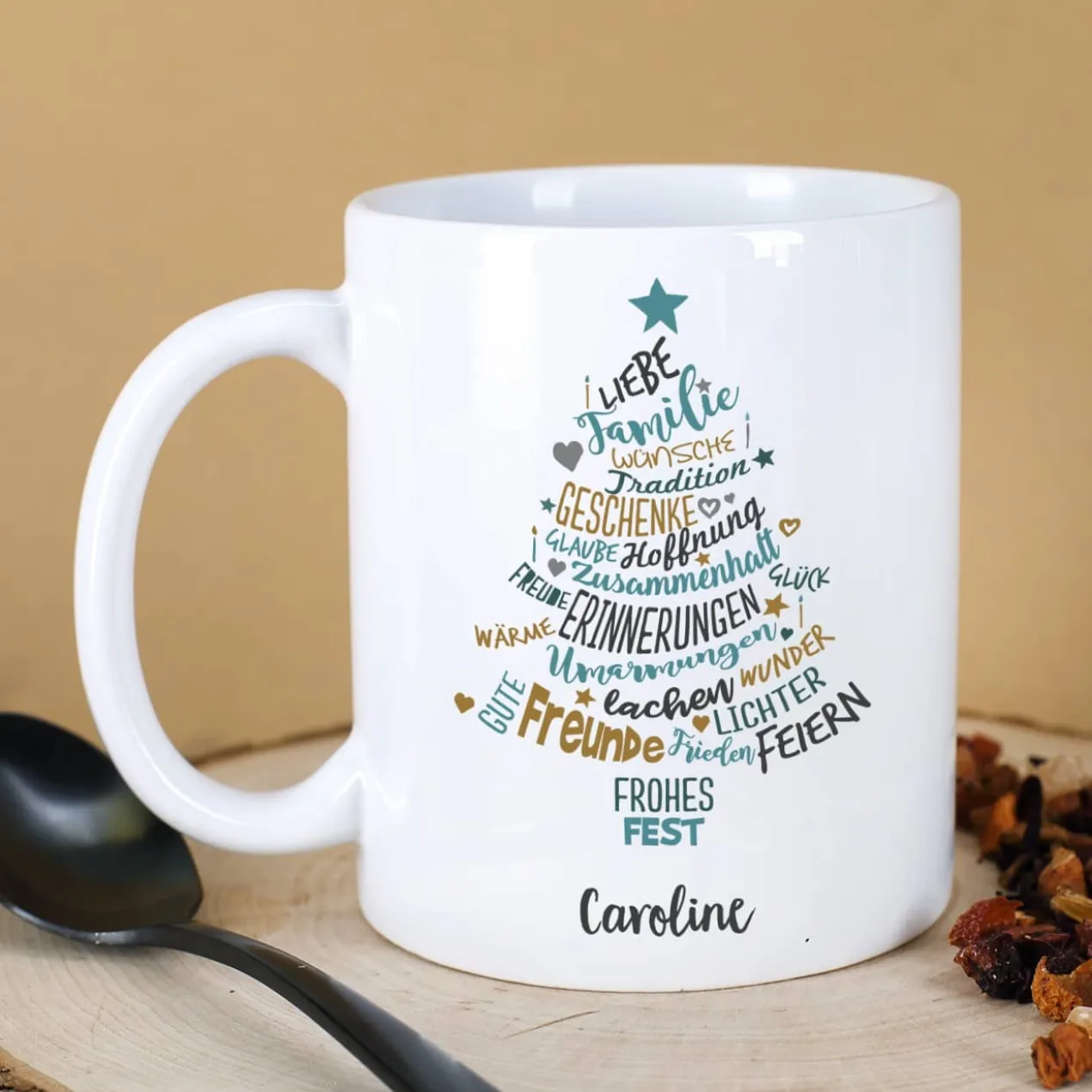 Weihnachtstasse mit Wunschtext