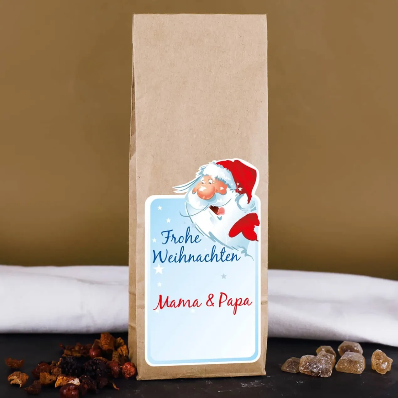 Weihnachtstee mit Wunschtext des Schenkenden