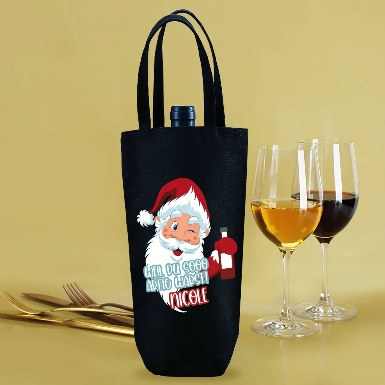Weil du sooo artig warst! - Flaschentasche zu Weihnachten