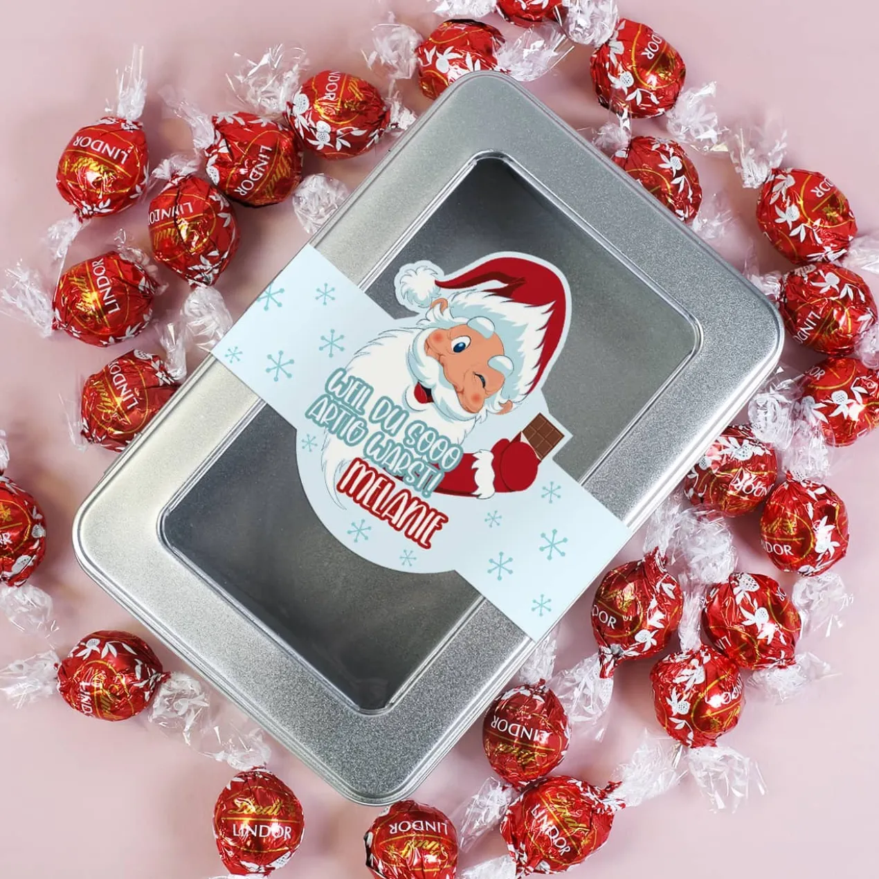 Weil du sooo artig warst! - 24 Lindorkugeln als Adventskalender in personalisierter Blechdose