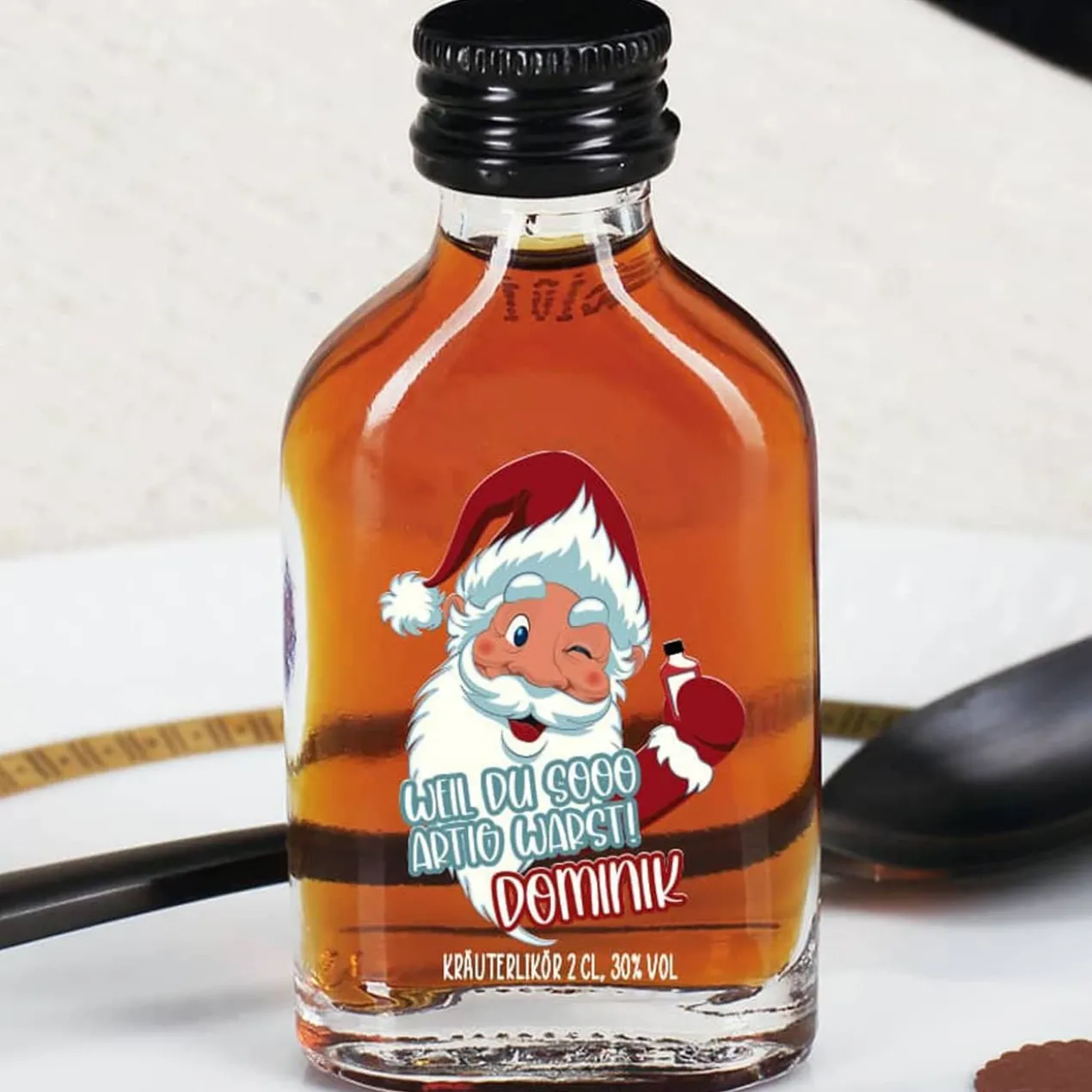 Weil du sooo artig warst - Weihnachtsschnaps mit Wunschname bedruckt