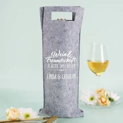 Wein & Freundschaft - Flaschenbeutel mit Ihrem Wunschtext