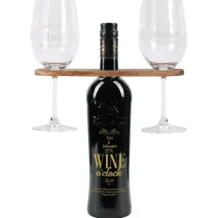 Weingeschenk Set - It`s Wine o`clock! - mit gravierter Weinflasche, Weingläsern und Weinbutler